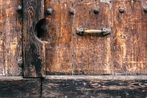 Porta Madeira Velha Com Alça Entrada — Fotografia de Stock