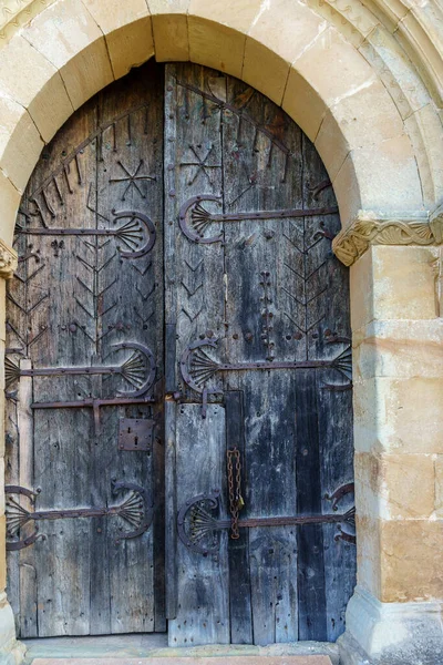 Вхідні Двері Романського Гермітажу Санта Ейлалія Районі Санта Мара Агілар — стокове фото