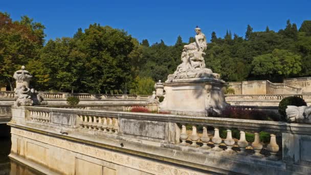 Jardins Fontaine Nmes Gard Occitanie Frankrike Den Offentliga Trädgården Jardins — Stockvideo