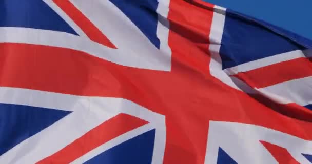 Bandera Nacional Británica Ondeando Viento — Vídeo de stock