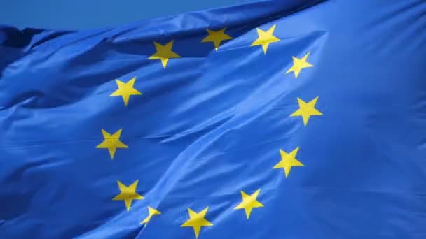 Bandiera Europea Sventola Nel Vento — Video Stock