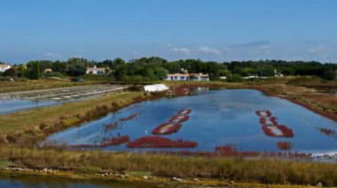 Noirmoutier-en-l 'le, Noirmoutier Adası, Biscay Körfezi, Vende, Fransa. Köyün önündeki tuzlu bataklıklar, Noirmoutier en Ile