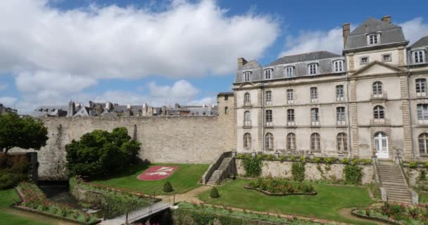 Vannes Morbihan Brittany Γαλλία Άποψη Του Κήπου Ramparts Των Vannes — Αρχείο Βίντεο