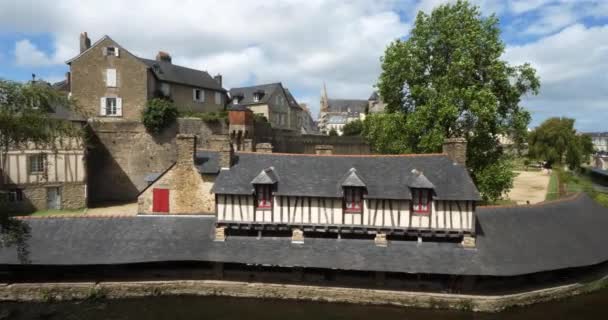 Vannes Morbihan Bretagne Frankrijk Oude Wasplaats Langs Rivier Marle — Stockvideo
