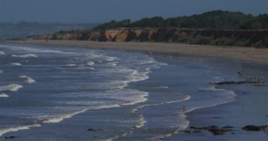 Penestin, Plaj la Mine d veya Morbihan Departmanı, Brittany, Fransa. Meşhur uçurum ve plaj La Mine ya da Penestin.