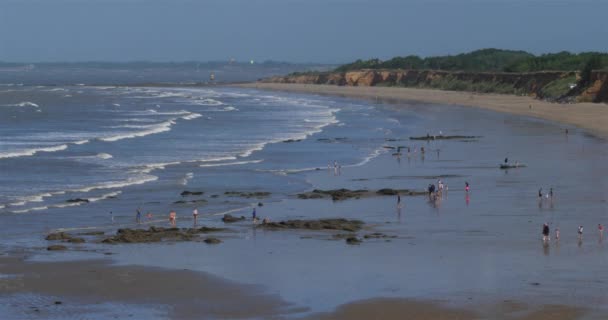 Penestin Praia Mine Departamento Morbihan Bretanha França Famoso Penhasco Praia — Vídeo de Stock
