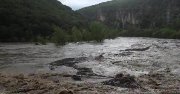 Tempeste Cevenol Canyon Herault Occitanie Francia Fiume Herault Inondazioni Durante — Video Stock