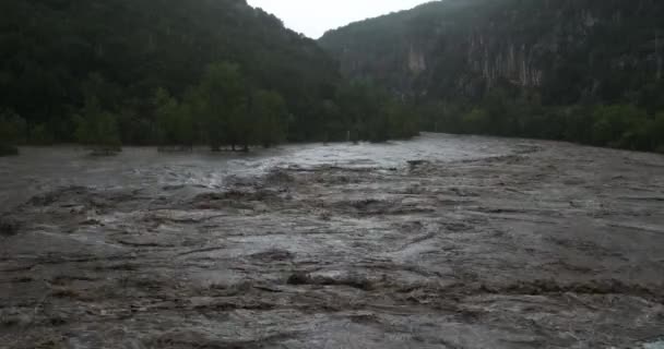 Tempeste Cevenol Canyon Herault Occitanie Francia Fiume Herault Inondazioni Durante — Video Stock