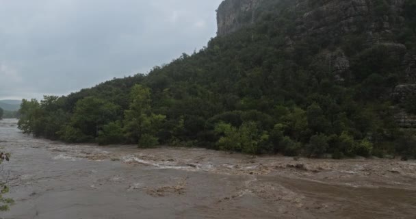 Cevenol Storms Kaňon Herault Occitanie Francie Řeka Herault Povodně Během — Stock video