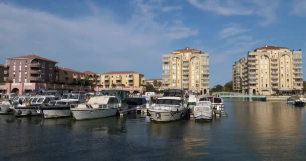 Lattes Port Ariane Herault Occitanie França Barcos Atracar Marina Port — Vídeo de Stock