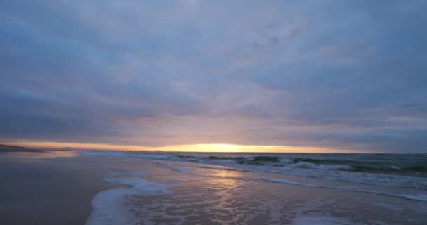 法国新阿基坦省兰德斯省Messanges海滩日落 — 图库视频影像