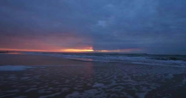 Zonsondergang Strand Van Messanges Departement Landes Nouvelle Aquitaine Frankrijk — Stockvideo