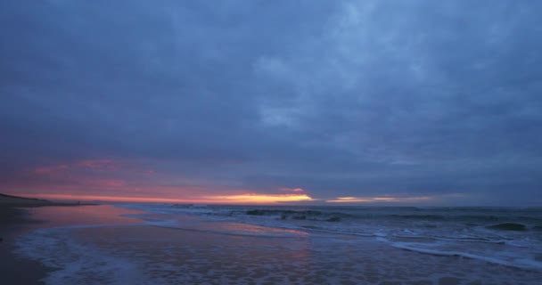 Pôr Sol Praia Messanges Landes Departamento Nouvelle Aquitaine França — Vídeo de Stock