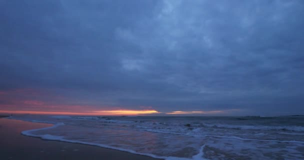 Puesta Del Sol Playa Messanges Departamento Landes Nouvelle Aquitaine Francia — Vídeo de stock