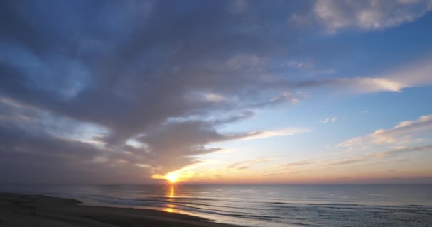 Pôr Sol Praia Messanges Landes Departamento Nouvelle Aquitaine França — Vídeo de Stock