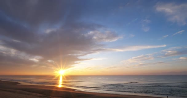 Pôr Sol Praia Messanges Landes Departamento Nouvelle Aquitaine França — Vídeo de Stock