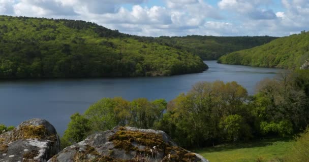 Lago Guerledan Saint Aignan Mur Bretagne Departamento Morbihan Cotes Armor — Vídeo de Stock