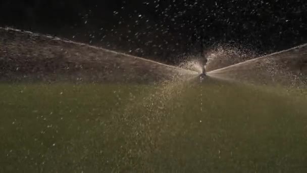 Sprinkler System Irrigating Field Occitanie Francja — Wideo stockowe