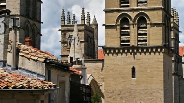 Montpellier Herault Occitanie França Place Canourgue Cathedral Pierre Montpellier Herault — Vídeo de Stock