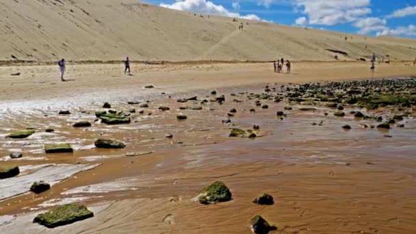 Dune Pilat Gironde Nouvelle Aquitaine Frankreich Der Strand Fuße Der — Stockvideo