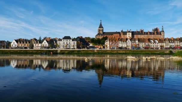 Gien Loiret França Castelo Igreja Com Vista Para Rio Loire — Vídeo de Stock
