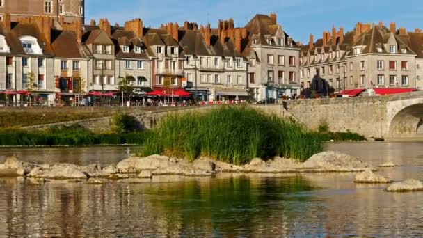 Gien Loiret Fransa Kale Kilise Loire Nehrine Bakıyor — Stok video
