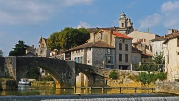 Nerac Lot Garonne Νοτιοδυτική Γαλλία Ποταμός Μπλέηζ Διασχίζει Την Πόλη — Αρχείο Βίντεο