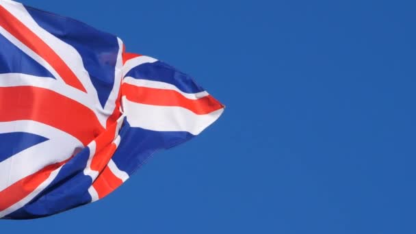 Bandera Nacional Británica Ondeando Viento — Vídeos de Stock