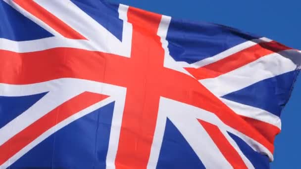 Bandera Nacional Británica Ondeando Viento — Vídeos de Stock