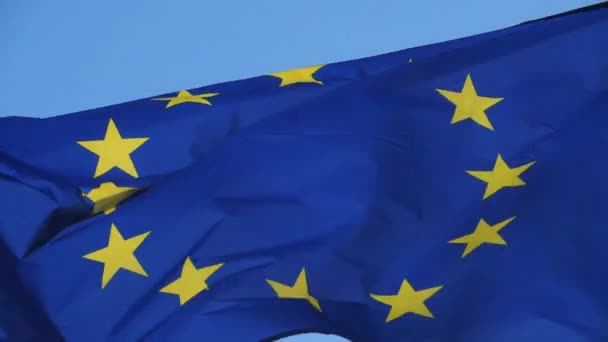 Evropská Vlajka Vlnící Větru — Stock video