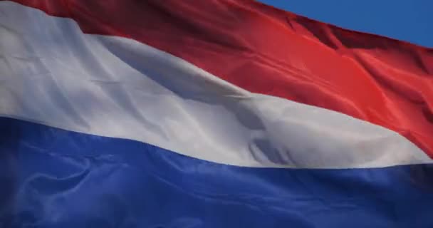 Národní Holandská Vlajka Vlaje Větru — Stock video