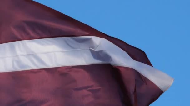 Nationale Letse Vlag Wapperend Wind — Stockvideo