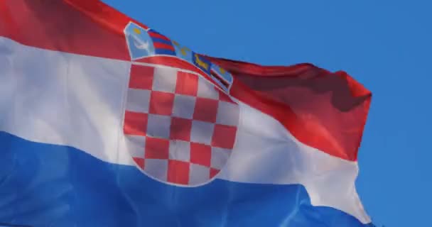 Národní Chorvatská Vlajka Vlaje Větru — Stock video