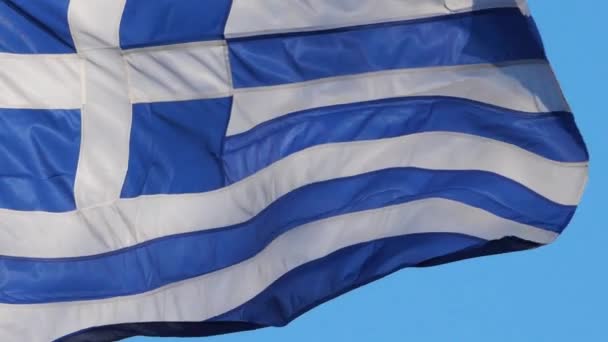 Bandiera Nazionale Greca Sventola Nel Vento — Video Stock