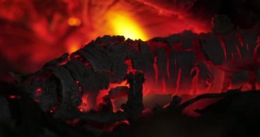 Şöminede yanan odun.