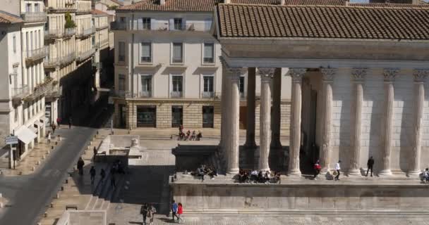 Ρωμαϊκός Ναός Που Ονομάζεται Maison Carree Nimes Gard Languedoc Roussillon — Αρχείο Βίντεο
