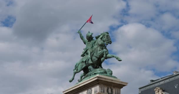 Clermont Ferrand Puy Dome Auvergne France Статуя Vercingetorix Роботи Скульптора — стокове відео