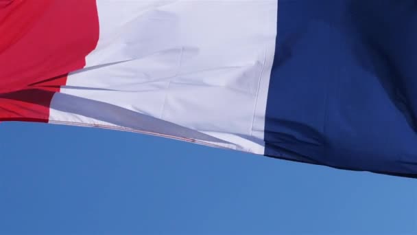 Franse Nationale Vlag Wapperend Wind — Stockvideo