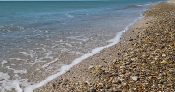 Kieselstrand Von Maguelone Villeneuve Les Maguelone Herault Okzitanien Frankreich — Stockvideo