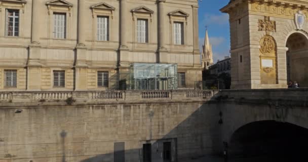 Montpellier Herault Department Occitanie Frankrike Triumfbågen Och Fasaden Tingshuset — Stockvideo