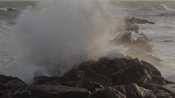 Waves Crashing Rocks Mediterranean Sea France — Stock Video