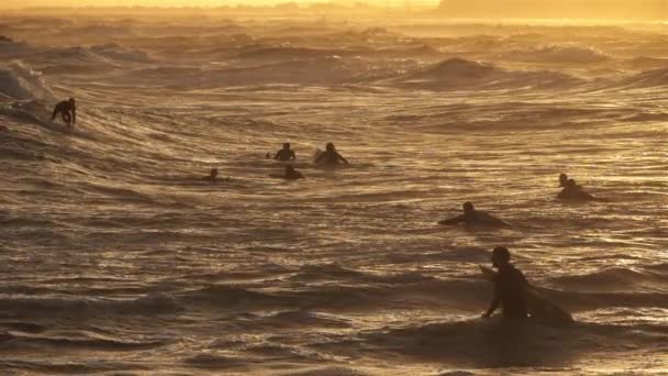 Surf Atardecer Palavas Les Flots Occitanie Francia — Vídeos de Stock