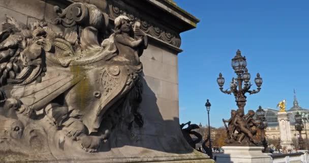 Pont Alexandre Iii Che Attraversa Senna Parigi Francia Sullo Sfondo — Video Stock