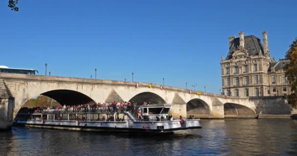 Pont Concorde Seine Parijs Frankrijk Pont Concorde Seine Achtergrond Het — Stockvideo