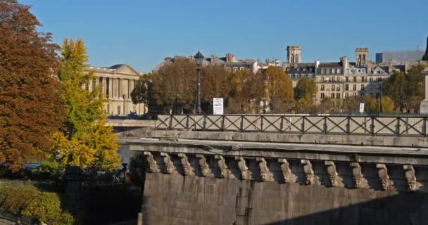 Paris River Seine Pont Neuf Ile Cite France Background Pont — Stock Video