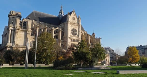 Facciata Sud Della Chiesa Saint Eustache Arrondissement Parigi Ile France — Video Stock