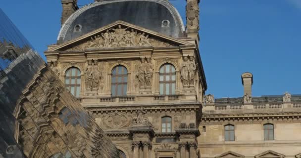 Het Louvre Museum Piramide Arrondissement Parijs Ile France Frankrijk — Stockvideo