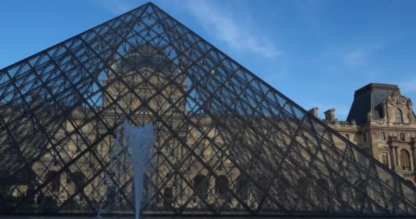 Louvre Müzesi Piramit Bölge Paris Ile France Fransa — Stok video