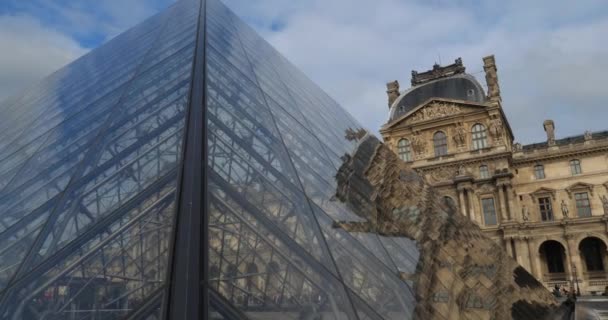 Museu Louvre Pirâmide Primeiro Arrondissement Paris Ile France França — Vídeo de Stock