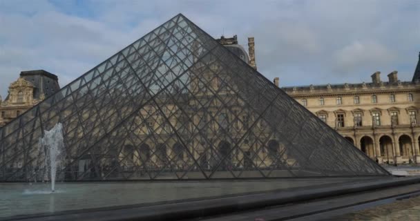 Muzeum Louvre Pyramida Obvod Paříž Ile France Francie — Stock video